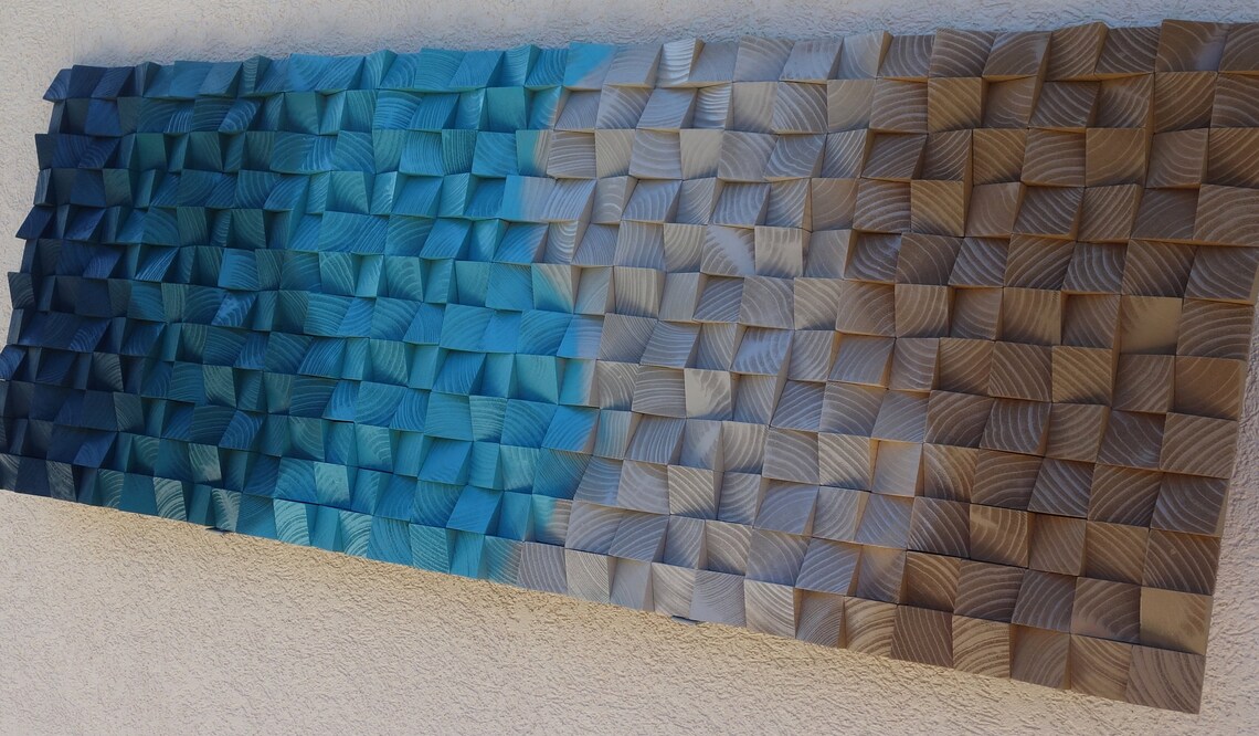 Large Wall Art Ombre Blue Gray Brown Gradient Wall Art | Etsy
