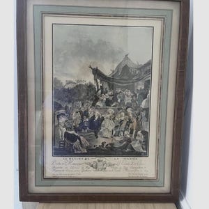 Antique French Hand Engraved Litho Print Le Menuet de la Mariee Brides Minuet