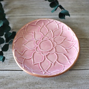 Lotus Flower, Ring Dish, Pink, Rose Gold, Trinket Dish, Flower Ring Holder, In Stock image 10