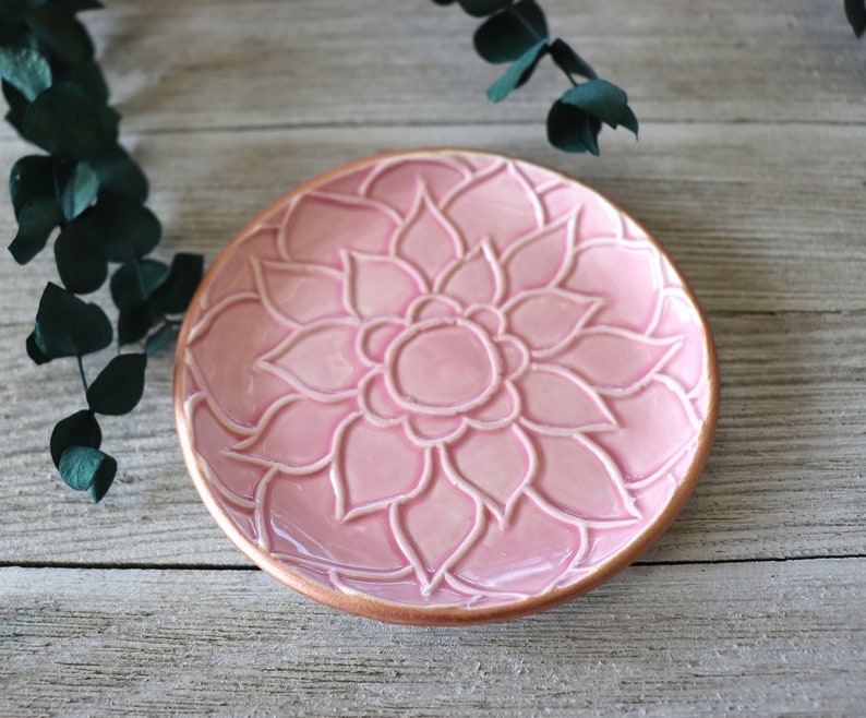 Lotus Flower, Ring Dish, Pink, Rose Gold, Trinket Dish, Flower Ring Holder, In Stock image 10