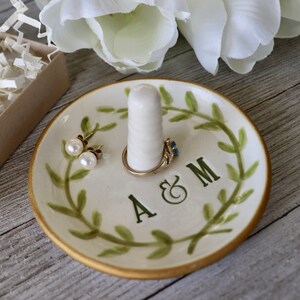 Ring Holder, Ring Dish Personalized, Engagement Gift, Laurel Leaves Wreath image 4