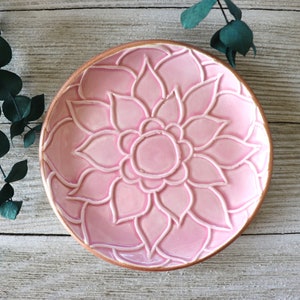 Lotus Flower, Ring Dish, Pink, Rose Gold, Trinket Dish, Flower Ring Holder, In Stock image 5