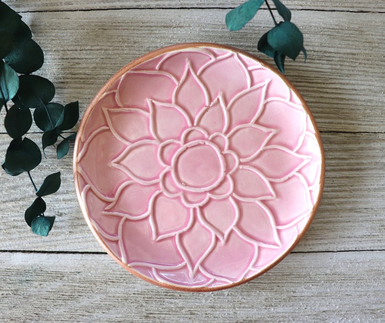 Lotus Flower, Ring Dish, Pink, Rose Gold, Trinket Dish, Flower Ring Holder, In Stock image 5