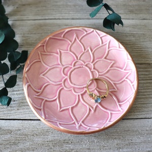 Lotus Flower, Ring Dish, Pink, Rose Gold, Trinket Dish, Flower Ring Holder, In Stock image 3