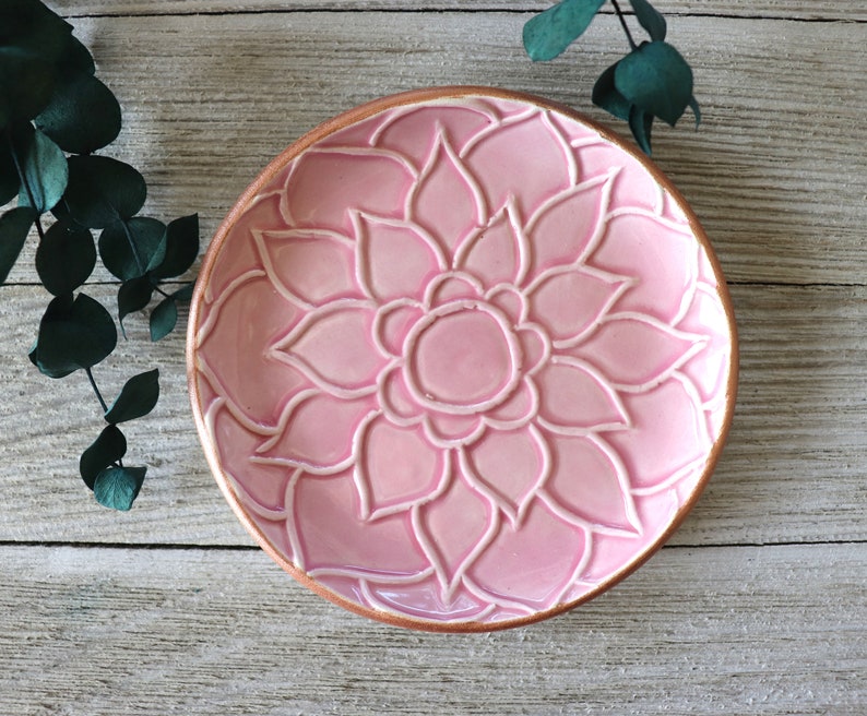 Lotus Flower, Ring Dish, Pink, Rose Gold, Trinket Dish, Flower Ring Holder, In Stock image 8