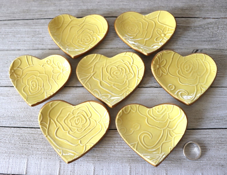 Ring Dish, Heart Ring Holder, Rose, Gift, Yellow Rose, Gold, Gift for Bridesmaid, Gift Boxed, IN STOCK image 6