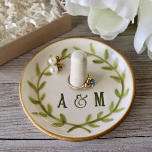 Ring Holder, Ring Dish Personalized, Engagement Gift, Laurel Leaves Wreath image 9