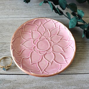 Lotus Flower, Ring Dish, Pink, Rose Gold, Trinket Dish, Flower Ring Holder, In Stock image 9
