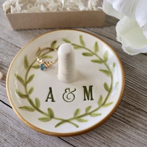 Ring Holder, Ring Dish Personalized, Engagement Gift, Laurel Leaves Wreath image 8