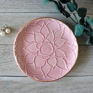 Lotus Flower, Ring Dish, Pink, Rose Gold, Trinket Dish, Flower Ring Holder, In Stock image 7