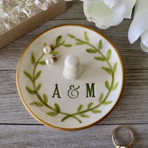 Ring Holder, Ring Dish Personalized, Engagement Gift, Laurel Leaves Wreath image 2