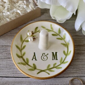 Ring Holder, Ring Dish Personalized, Engagement Gift, Laurel Leaves Wreath image 7