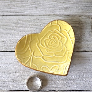 Ring Dish, Heart Ring Holder, Rose, Gift, Yellow Rose, Gold, Gift for Bridesmaid, Gift Boxed, IN STOCK image 7