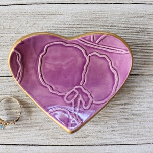 Ring Holder, Wedding Ring Dish, Heart, Sweet Peas, Bridesmaid Gifts, Bridal Shower Favor, Gift Boxed, IN STOCK image 7