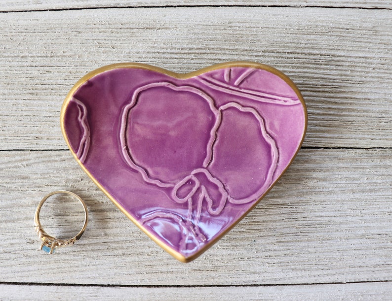 Ring Holder, Wedding Ring Dish, Heart, Sweet Peas, Bridesmaid Gifts, Bridal Shower Favor, Gift Boxed, IN STOCK image 7