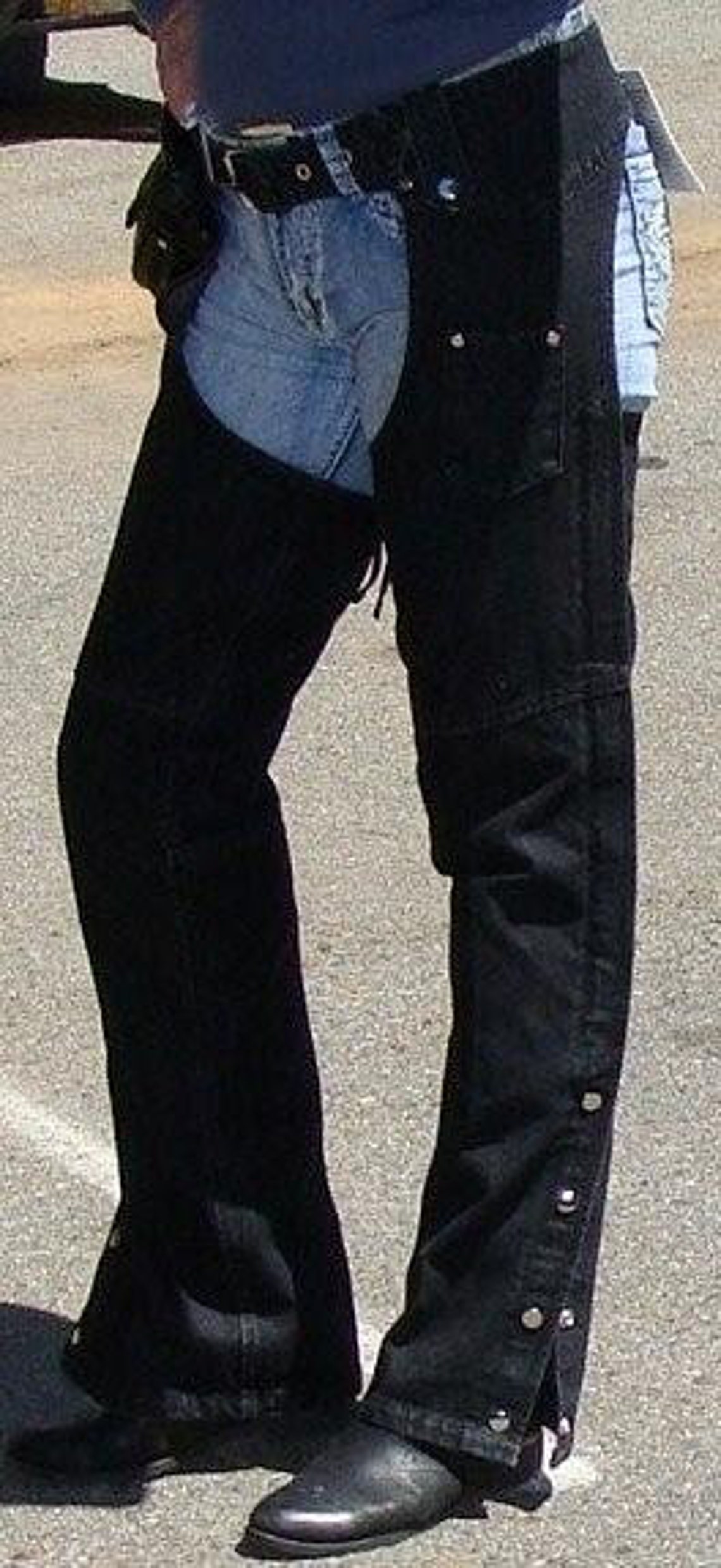 blue jean motorcycle chaps