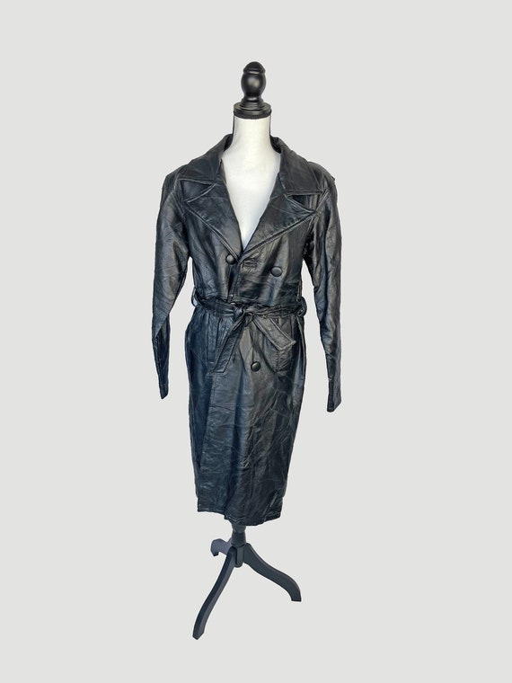 S Heavyweight Leather Trench Coat with Belt - image 2