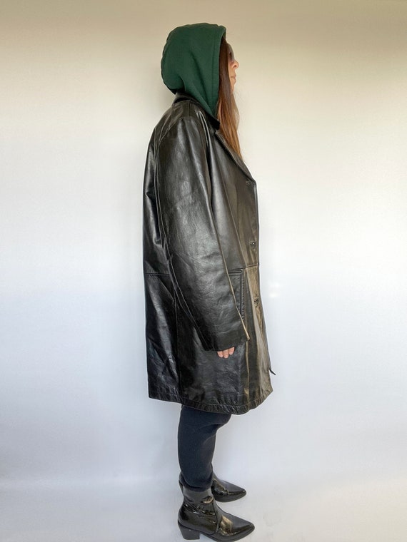 XL Heavyweight Leather Trench Coat - image 2