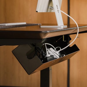 Steel Underdesk Organizer Tray, Desk Cord Organizer, Under desk Cable Management Solution, Cable Management Tray
