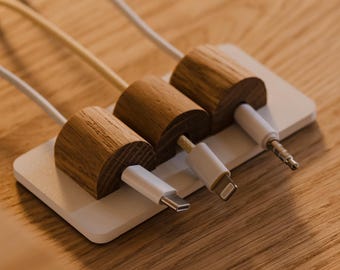 Magnetic Wood Cable Organizer: Desk Cord Management, Tech Gift