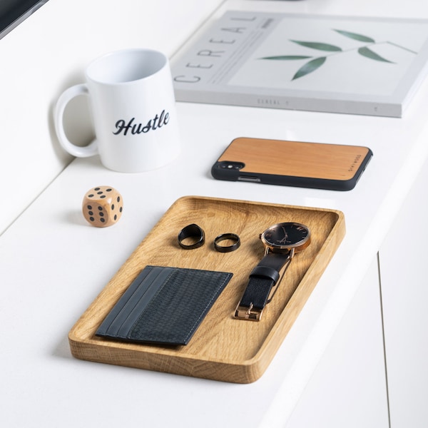 Wooden Jewelry Tray Organizer, Catch All Tray, Valet Tray, Office Storage and Organization, Gift for Him
