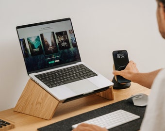 Ergonomic Wood Laptop Stand: Solid Wood Computer Holder