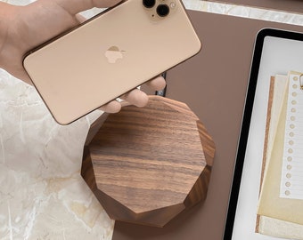 Wooden Wireless Charger iPhone 15 14 13 12 11 X QI, Induction Charging Station, Compatible iPhone Samsung, Gift for Husband