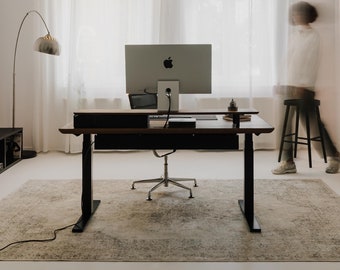 Oakywood Handmade Solid Wood Standing Desk: Electric Adjustable Height