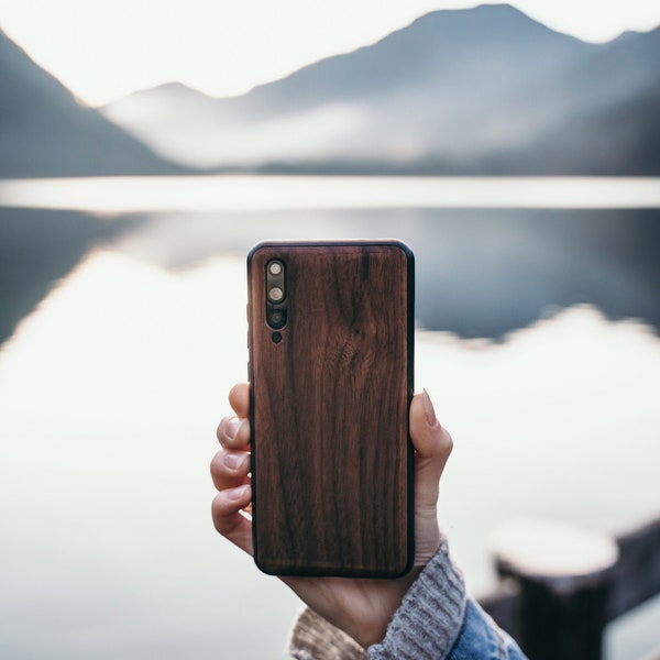 Schlanke Holz Huawei Hülle P30/ P30 Pro/ P20/ P20 Lite Holzhülle, Ultra Slim natürliche Hartholz Schutzhülle für Huawei, minimalistische Hülle