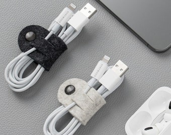 Conjunto de 3 organizadores de cables de fieltro, Organizador de cables de escritorio, Bridas de cables, Organizador de cables, Guardián de cables, Soporte de cables, Tidies de cables, Organización de escritorio