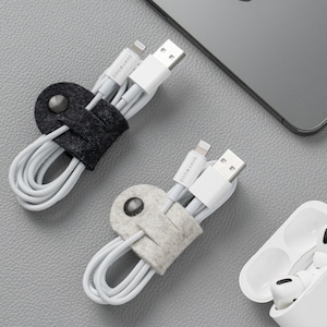Set of 3 felt cord organizers, Desk cord organizer, Cord ties, Cable organizer, Cord keeper, Cable holder, Cable tidies, Desk organization