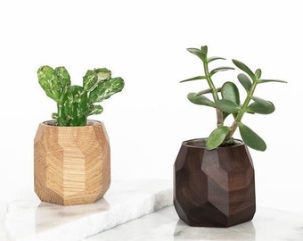 Geometric planter, wooden planter pot, succulent planter stand, mini plant pot, plant holder, geometric pot