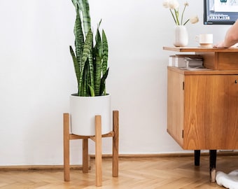 Mid century plant stand, garden furniture, wood modern plant stand, indoor large wood planter, house plant stand, unique gift for mom
