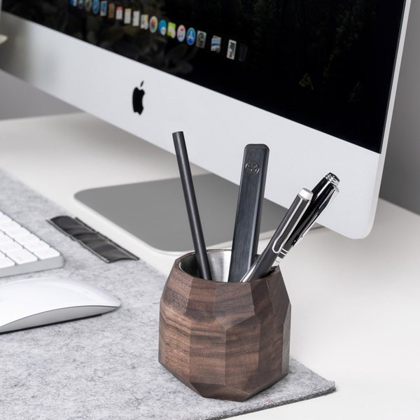 Porte-stylo en bois pour bureau, pot à crayons, organisateur pour grands stylos, organisateur de bureau en bois, pot à stylo en bois, cadeau personnalisé pour elle