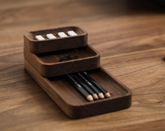 Oakywood Wooden Catchall Tray Mini Bundle: Minimalist Desk Organizer