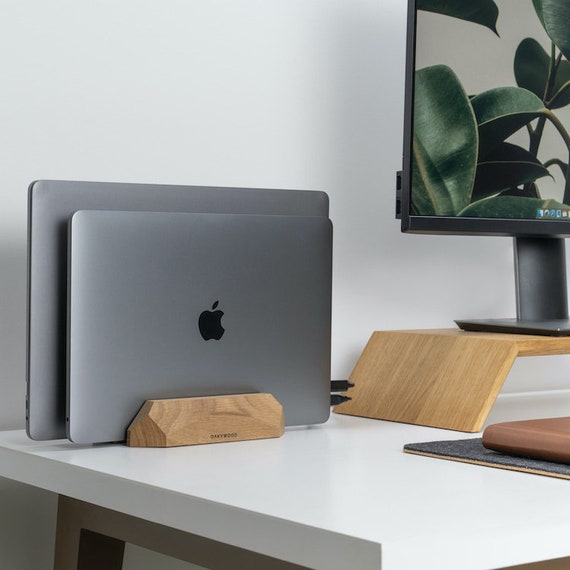 Dual Laptop Stand Wood Vertical Laptop 