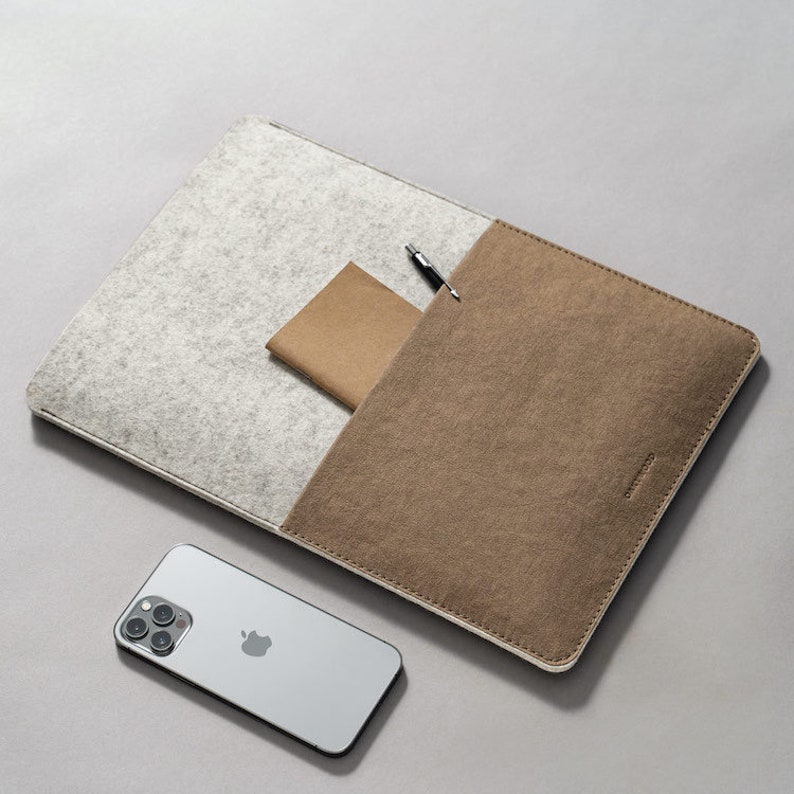 Housse en feutre pour MacBook, pochette pour MacBook Pro 13 en feutre mérinos, pochette pour MacBook Air M3, pochette pour MacBook Pro 16 pouces, coque pour MacBook Pro 15 Stone Grey