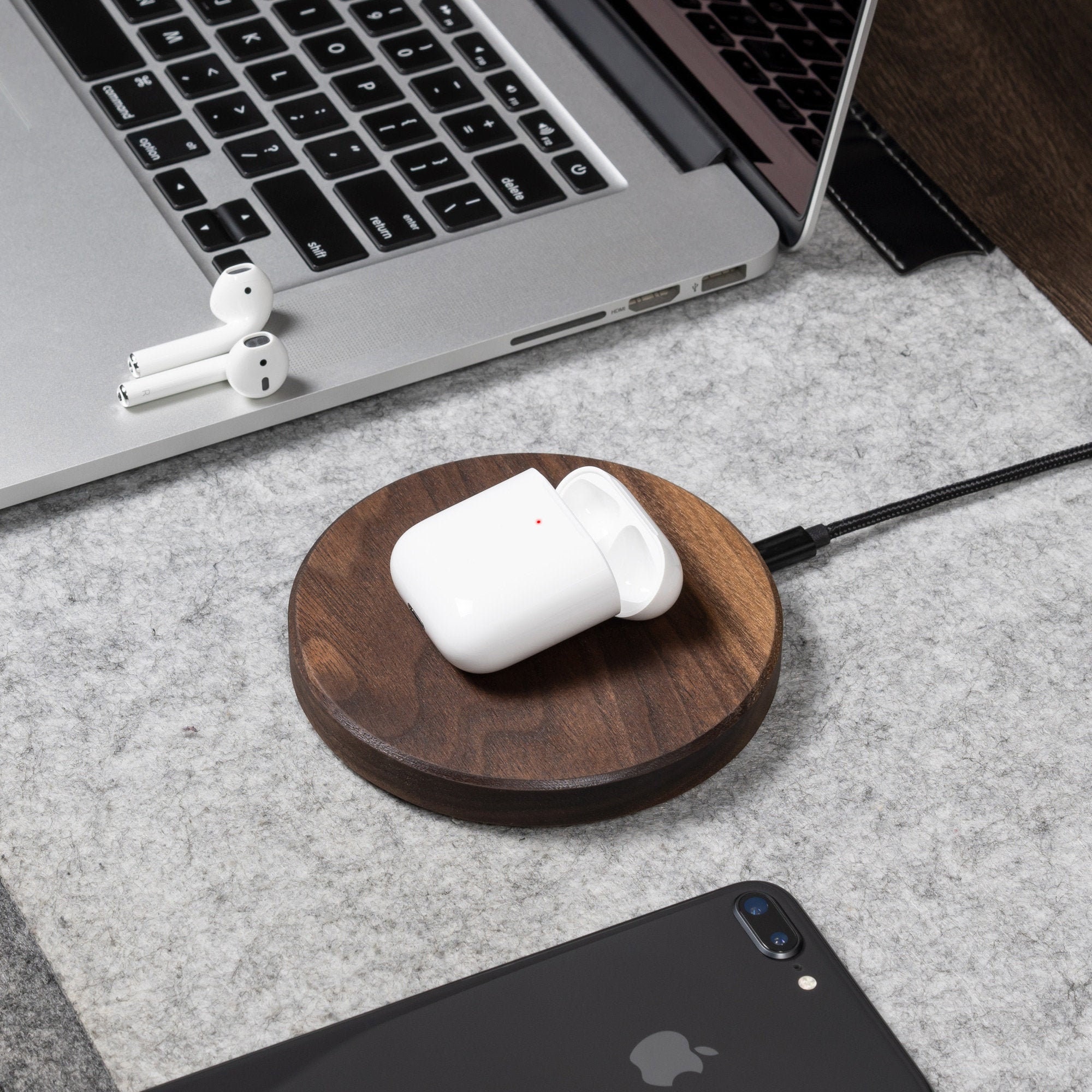 AirPods Wireless Charger by Oakywood Wood AirPod charger Etsy