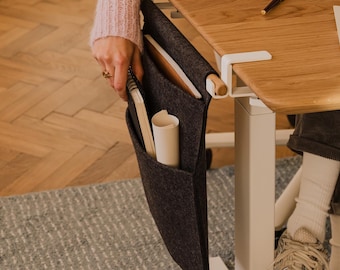 Hanging Wool Felt Desk Organizer: Clamp-On Laptop Storage
