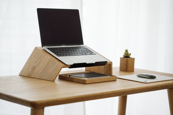 Laptop MacBook Wood Stand Ergonomic Computer Holder, Woodworking