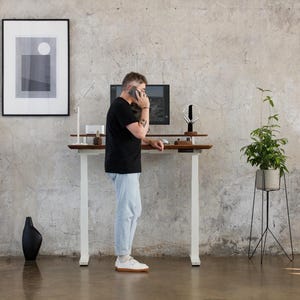 Solid Wood Standing Desk Bundle: Electric Adjustable-Height Computer Desk