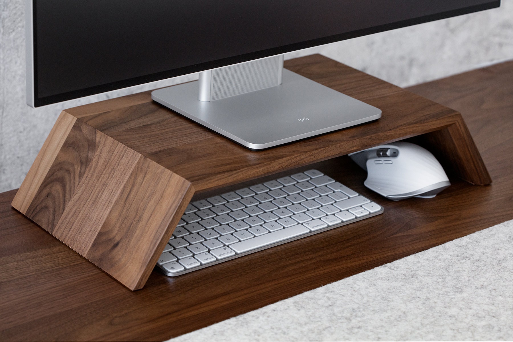 Soporte de monitor de madera real, soporte de pantalla de computadora Riser  iMac Stand, soporte de estante de escritorio de madera maciza, oficina en  casa, regalo para él, accesorios de escritorio 