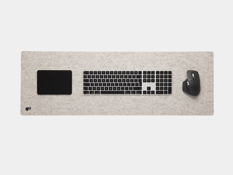 Filz und Kork Schreibtischmatte, Laptop Matte, Extra Große Schreibtischunterlage, Natürliche Wollunterlage, Home Office, Schreibtischzubehör, Geschenk, Geschenk für Ihn Stone Grey