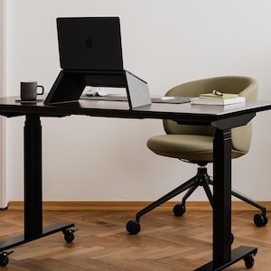 Solid Wood Standing Desk Pro Mini Bundle: Black Legs, Cable Organizer