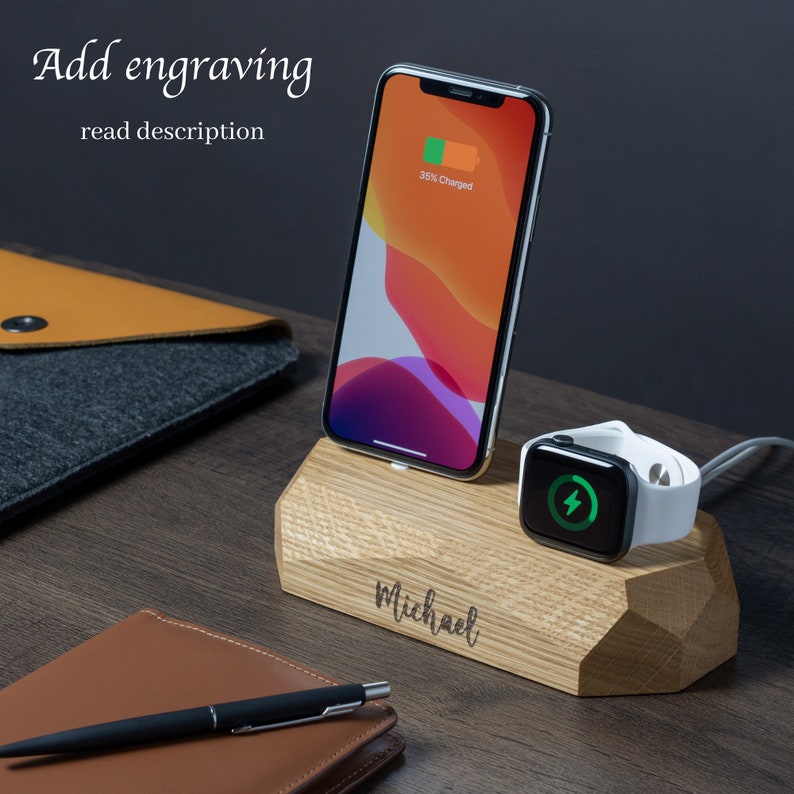 oakywood iphone and apple watch charging dock