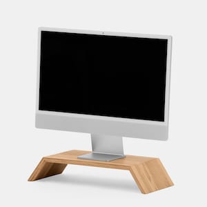 Real Wood Monitor Stand, Riser iMac Stand Computer Display Stand, Solid Wood Desk Shelf Support, Home Office, Gift for Him, Desk Accessories Oak (light wood)