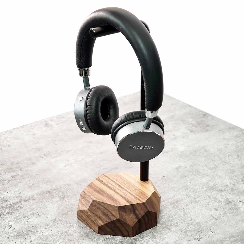 Personalized Wooden Headphone Stand, Gift for Him, Office Desk Accessories Music Lover Gift image 8