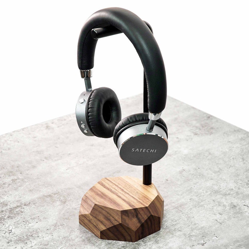 personalized wooden headphone stand audiophile gift for