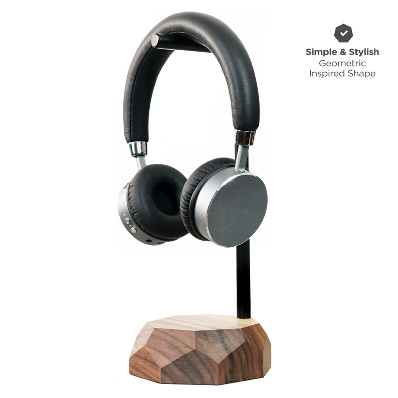 Headphone Holder, Wooden Headset Stand, Headphones Stands, Wood Hanger, Gifts for Him Christmas, Home Office Desk Decor, Solid Wood Gift image 5