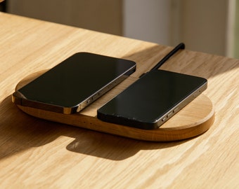 Oakywood Dual Slim Charging Pad, Double wireless charger iPhone, Samsung, Apple, QI